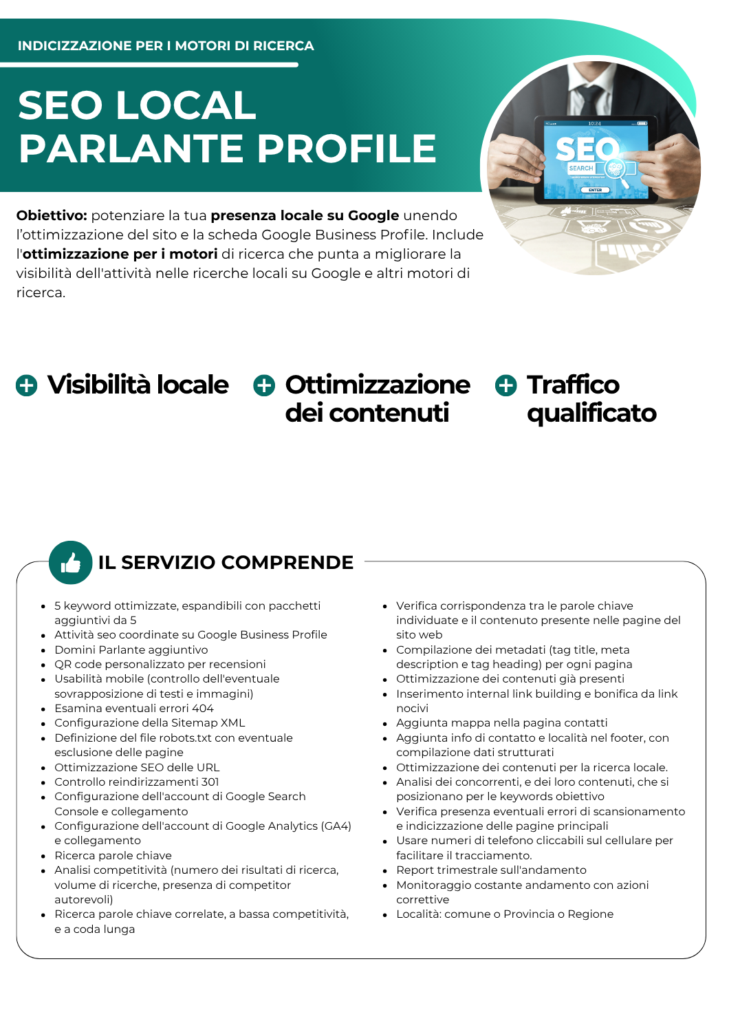 SEO Local Parlante Profile - indicizzazione per i motori di ricerca - netkom - modena