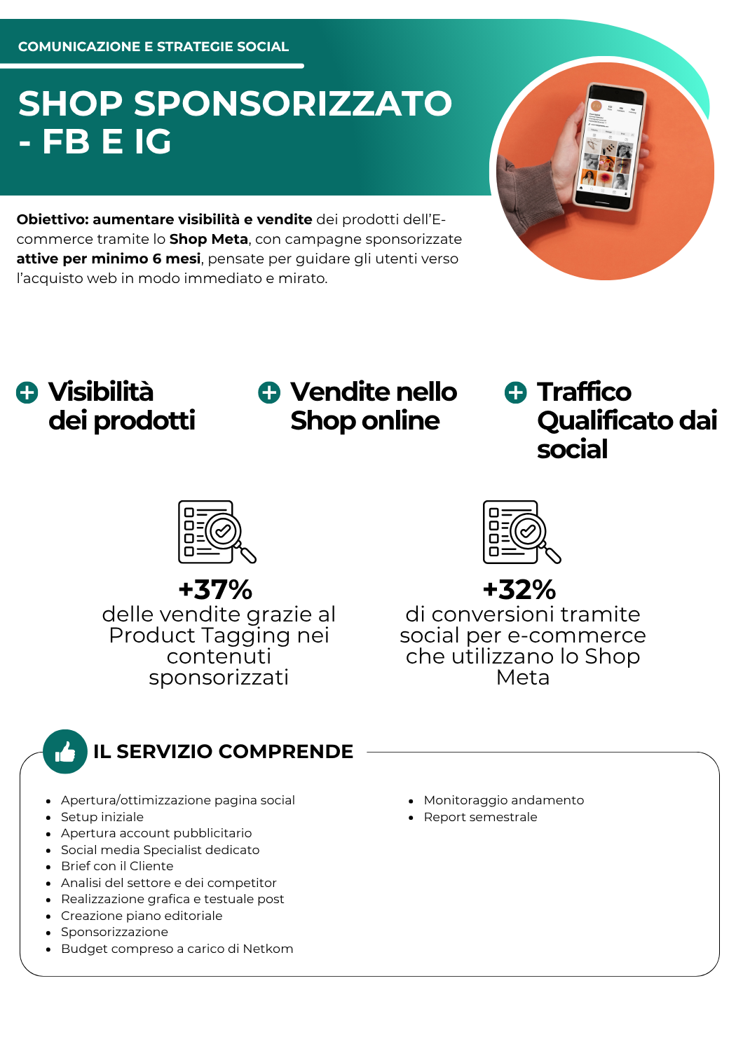 Shop Sponsorizzato Facebook/Instagram - comunicazione e strategie social - netkom - modena